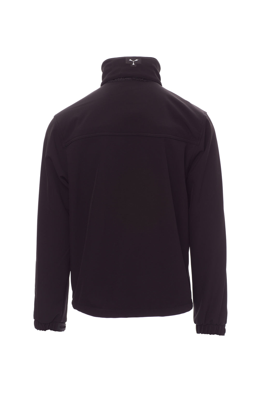 Herren Arbeitsjacke aus Softshell mit einrollbarer Kapuze in Schwarz