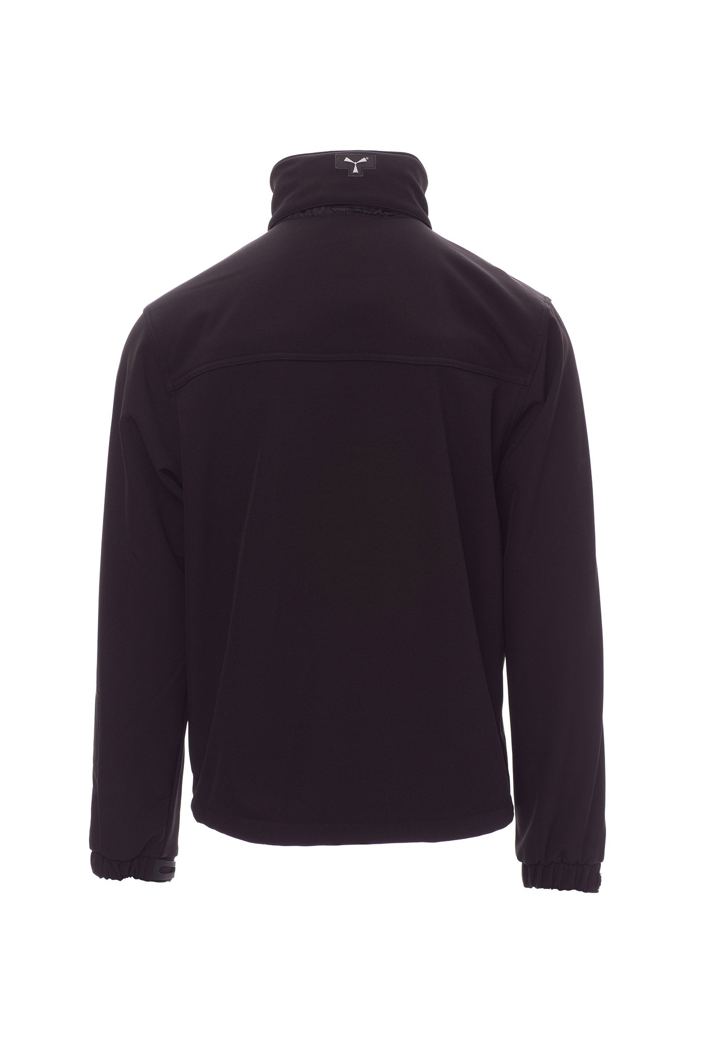 Herren Arbeitsjacke aus Softshell mit einrollbarer Kapuze in Schwarz