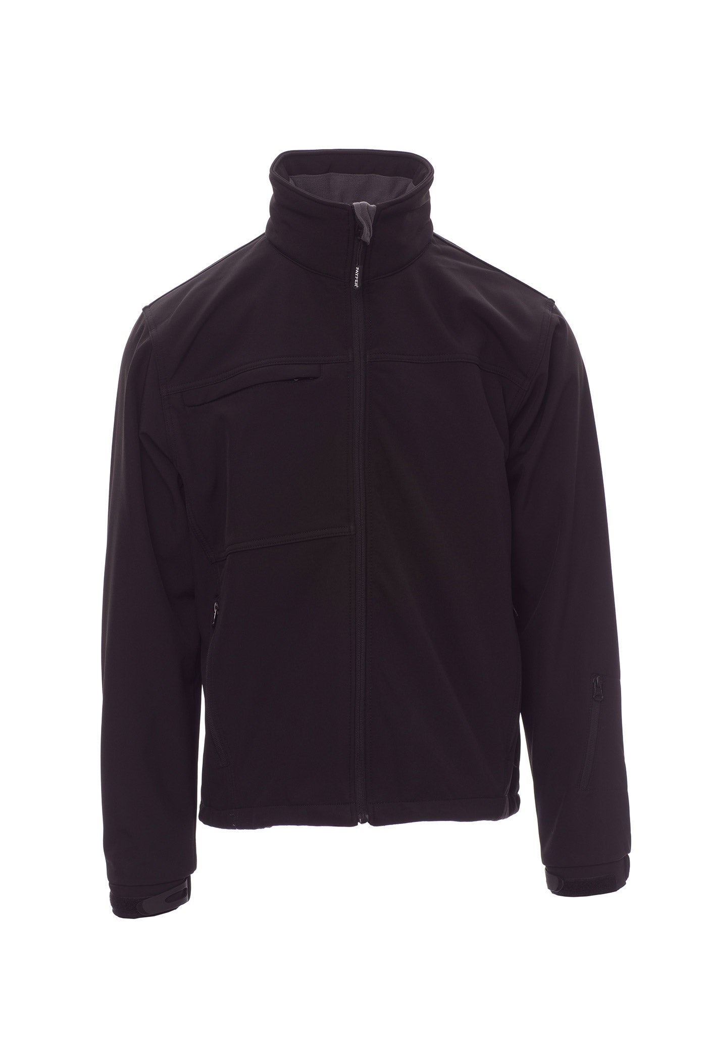 Herren Softshelljacke mit Seitentaschen und Brusttasche mit Reißverschluss in Schwarz