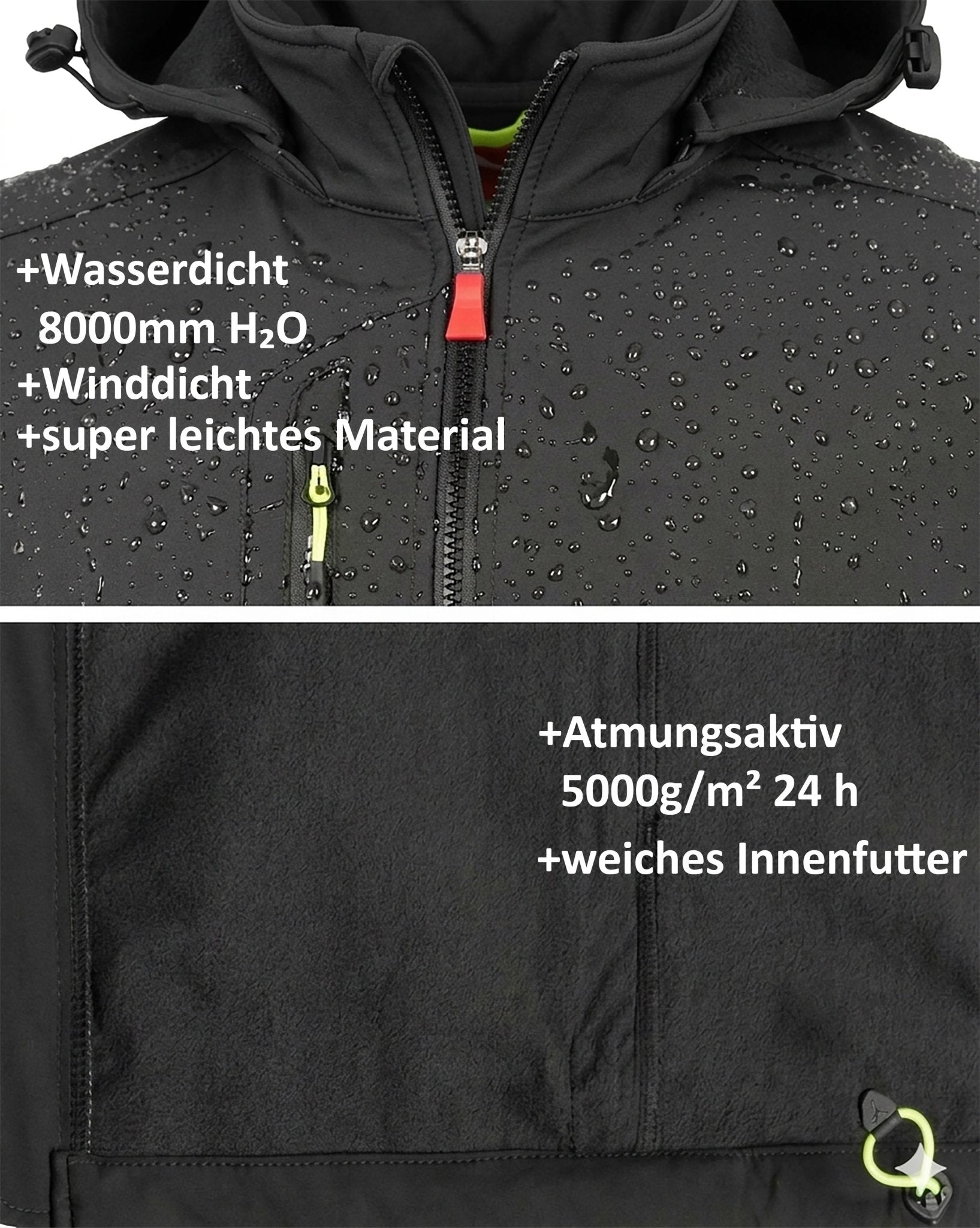 Herren leichte Softshelljacke mit Stehkragen & abnehmbarer Kapuze Creek LIT