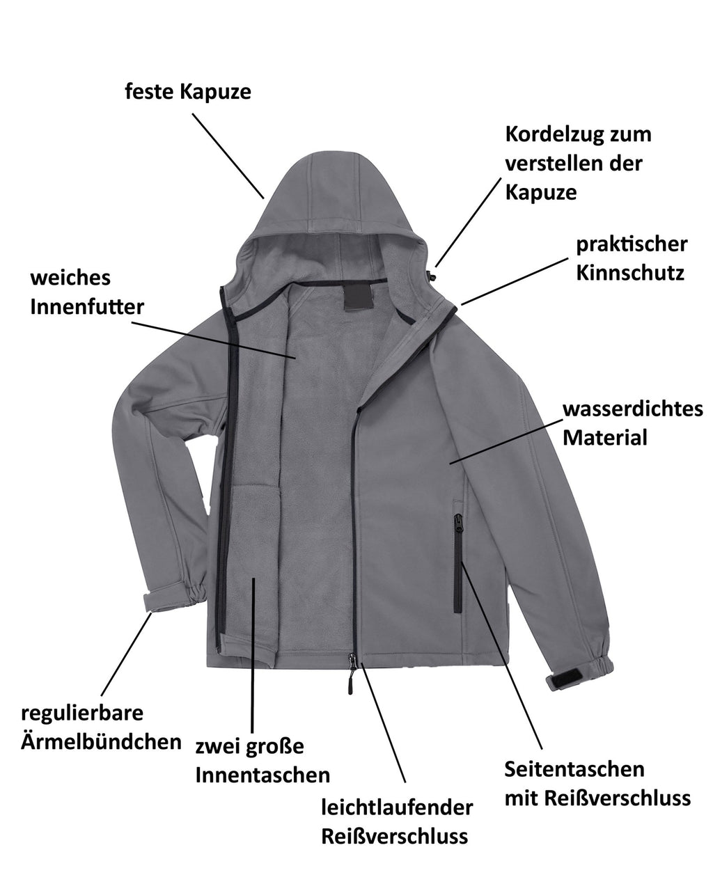 Herren Softshelljacke mit Kapuze Arbeitsjacke Gale