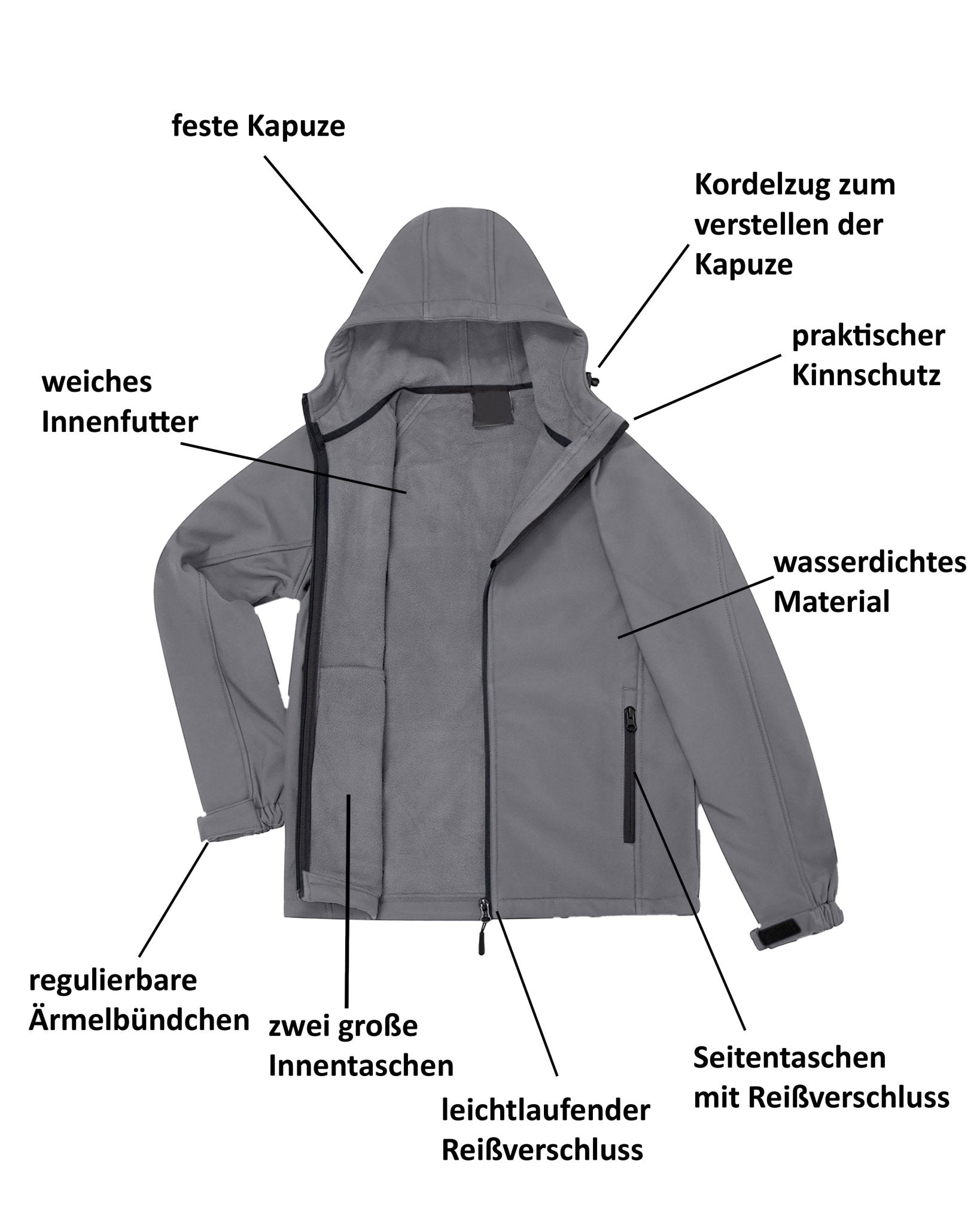 Herren Softshelljacke mit Kapuze Arbeitsjacke Gale