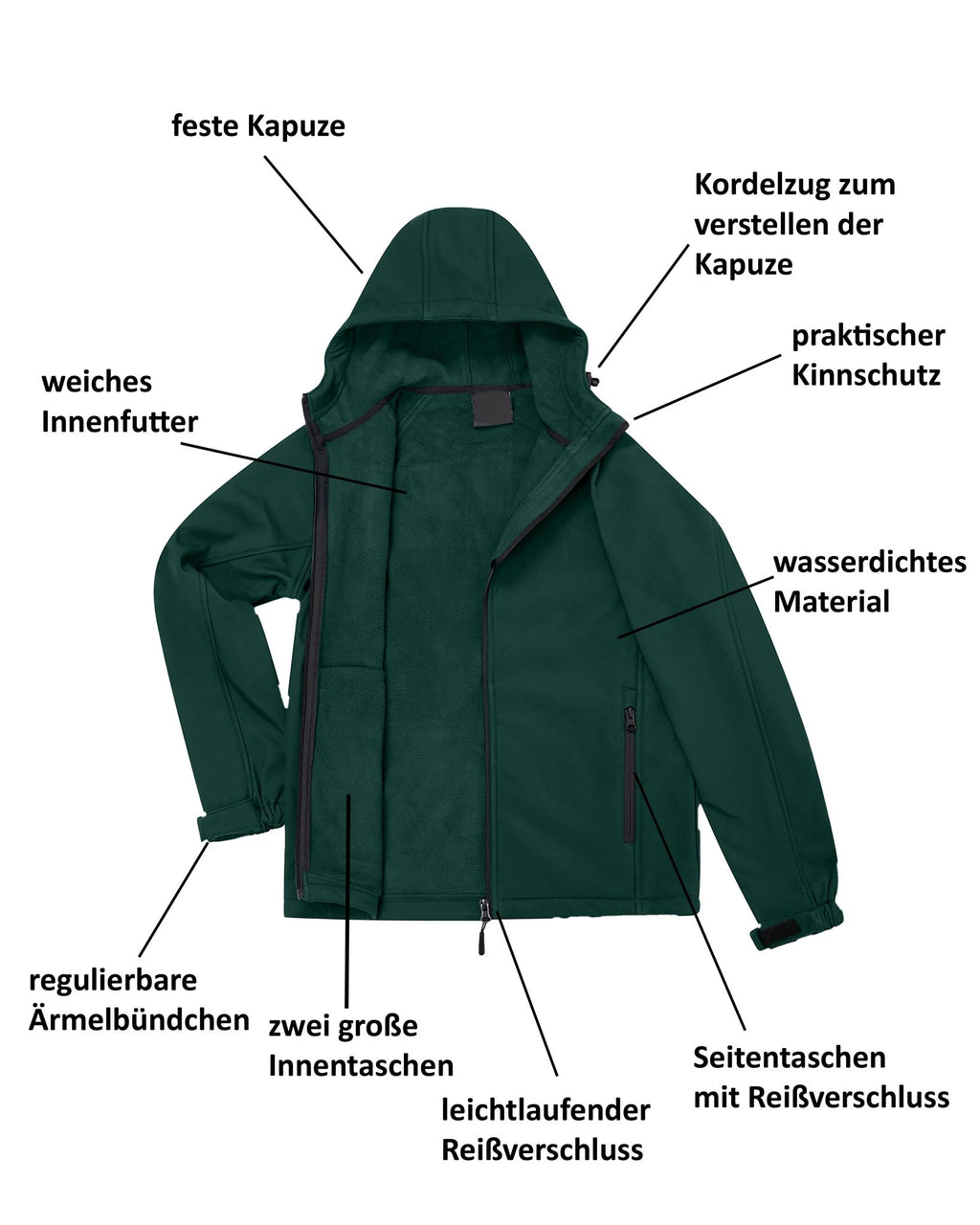 Herren Softshelljacke mit Kapuze Arbeitsjacke Gale