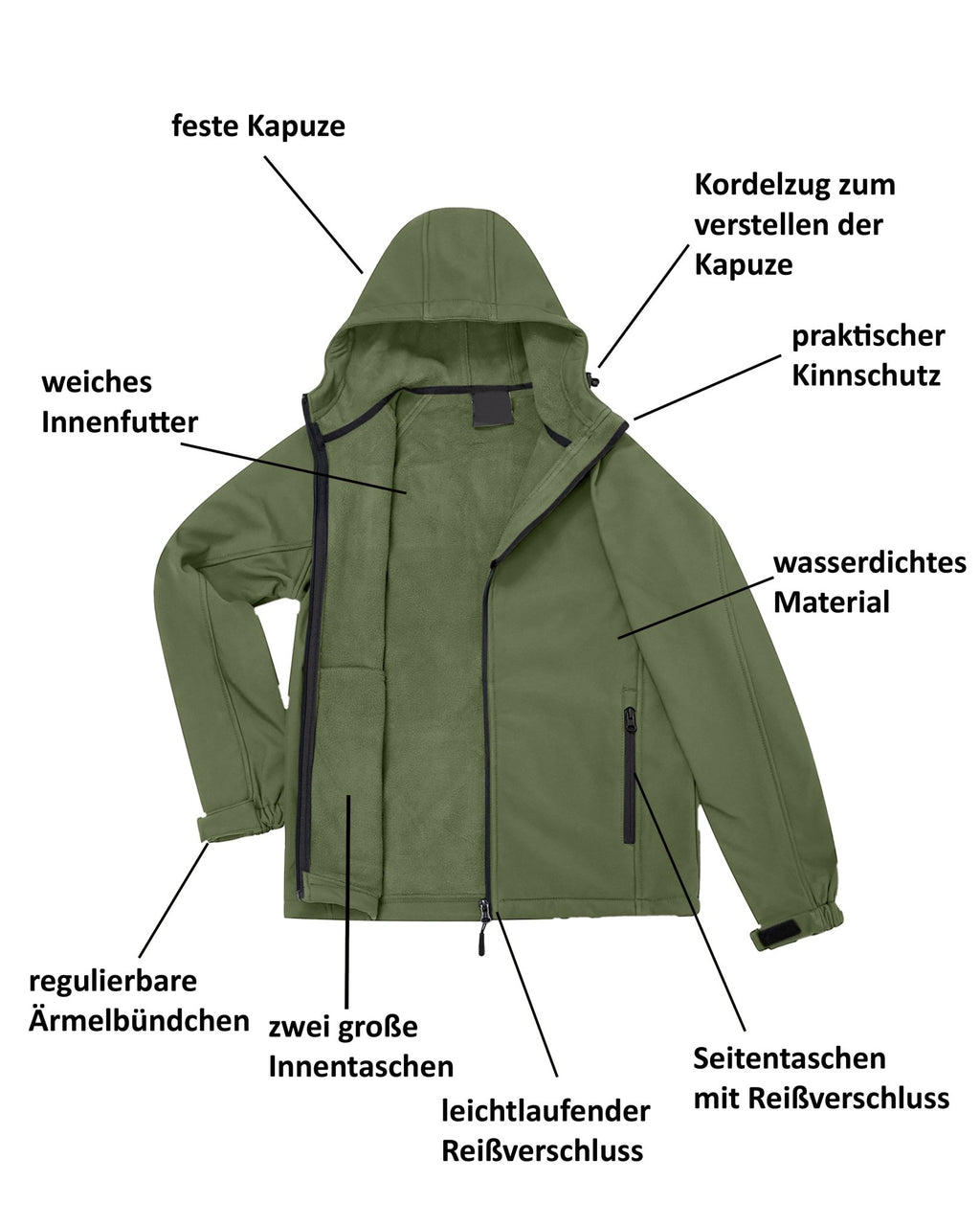 Herren Softshelljacke mit Kapuze Arbeitsjacke Gale