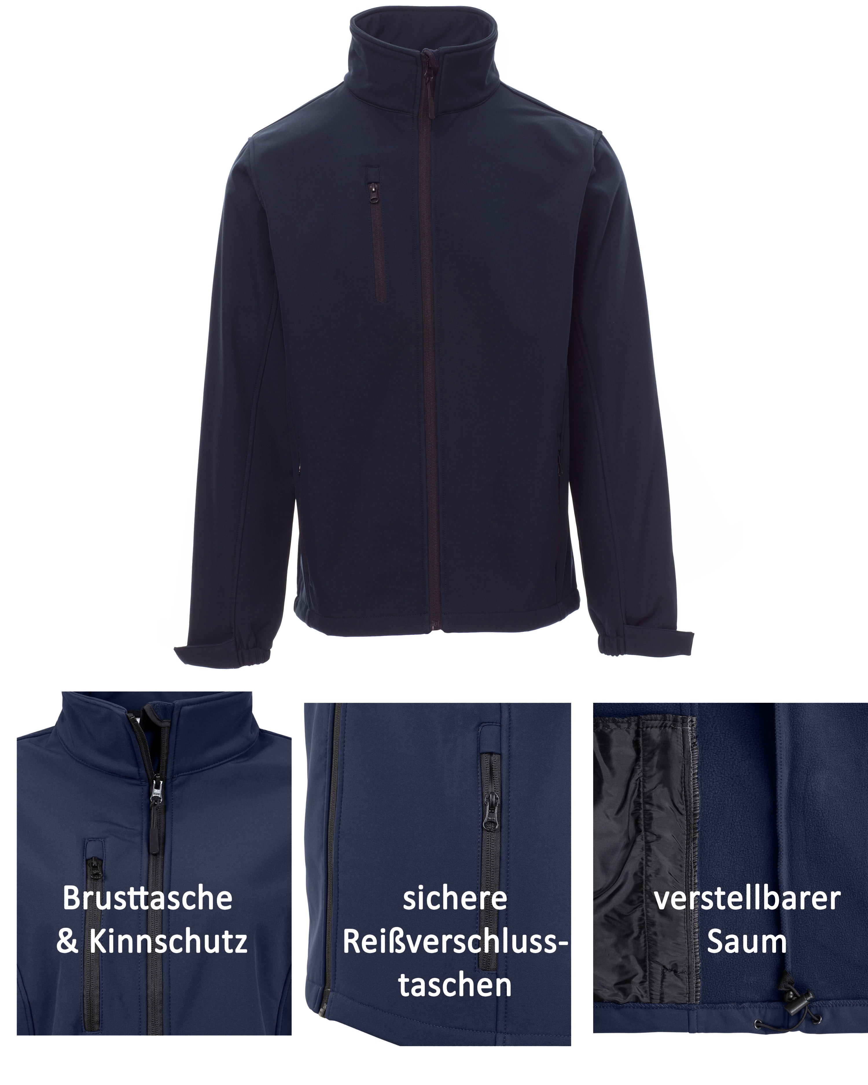 Herren Softshelljacke tailliert mit Stehkragen Arbeitsjacke Dublin