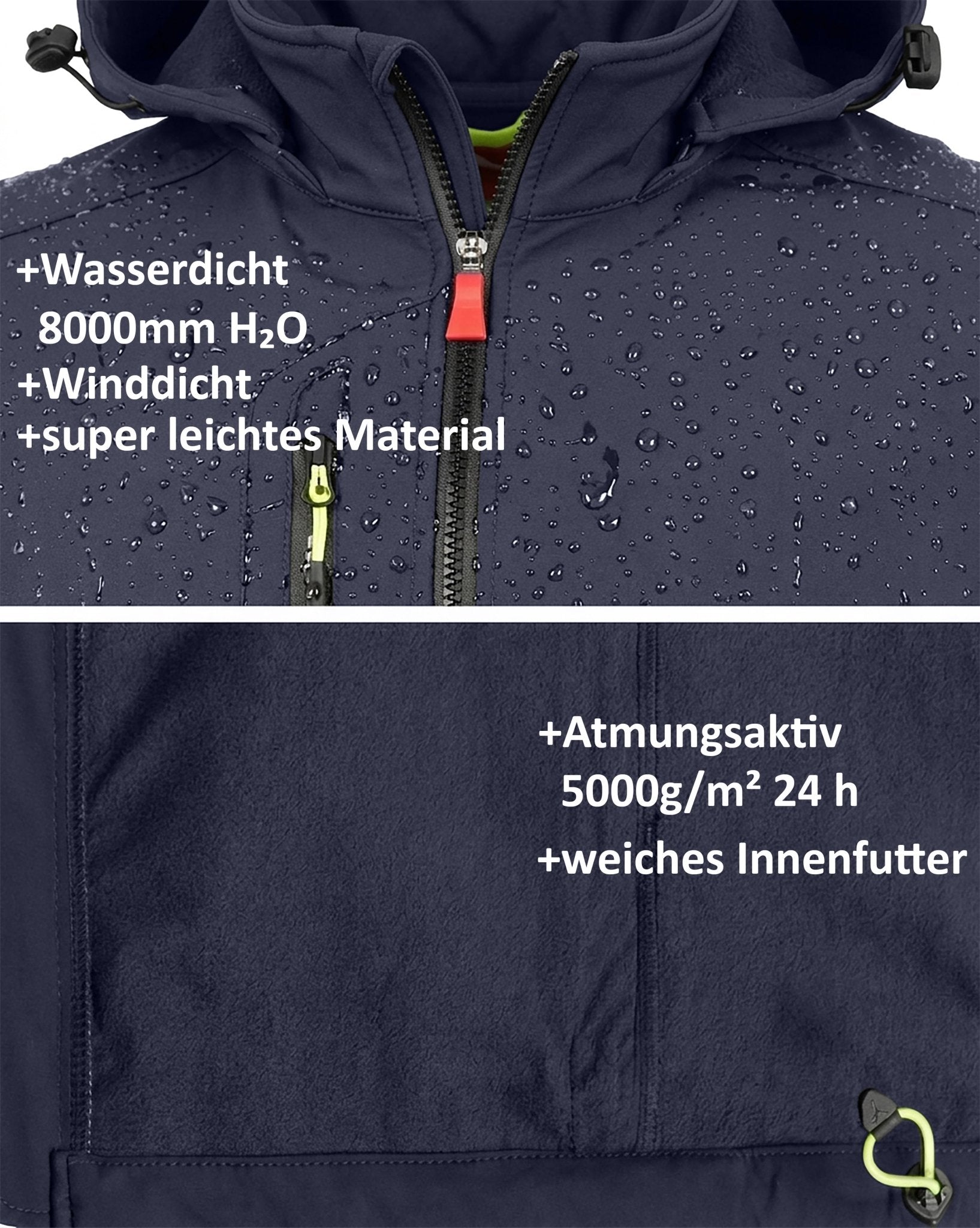 Herren leichte Softshelljacke mit Stehkragen & abnehmbarer Kapuze Creek LIT