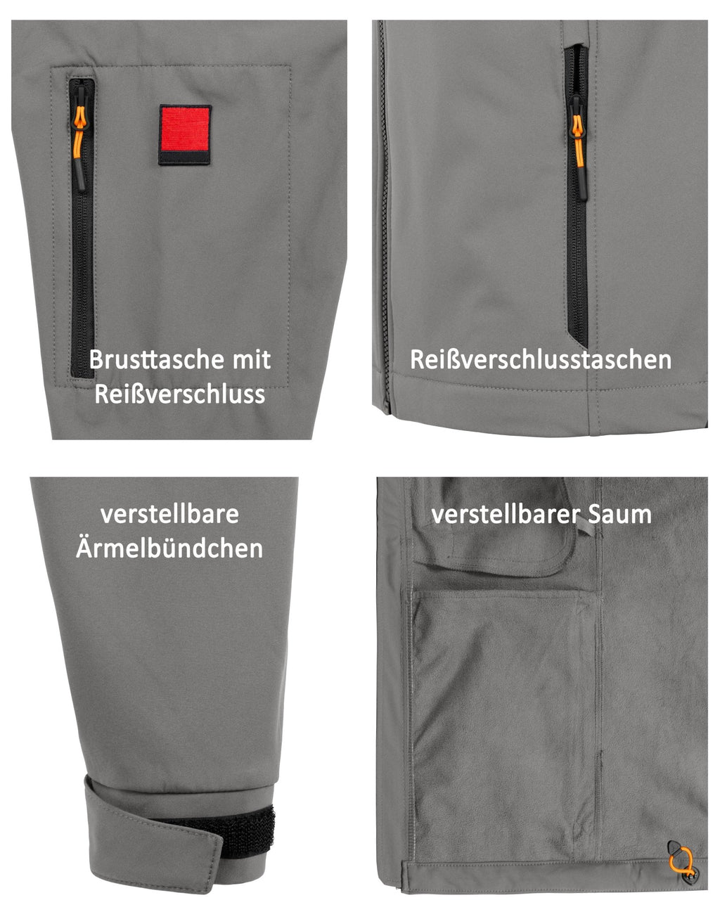 Herren leichte Softshelljacke mit Stehkragen & abnehmbarer Kapuze Creek LIT