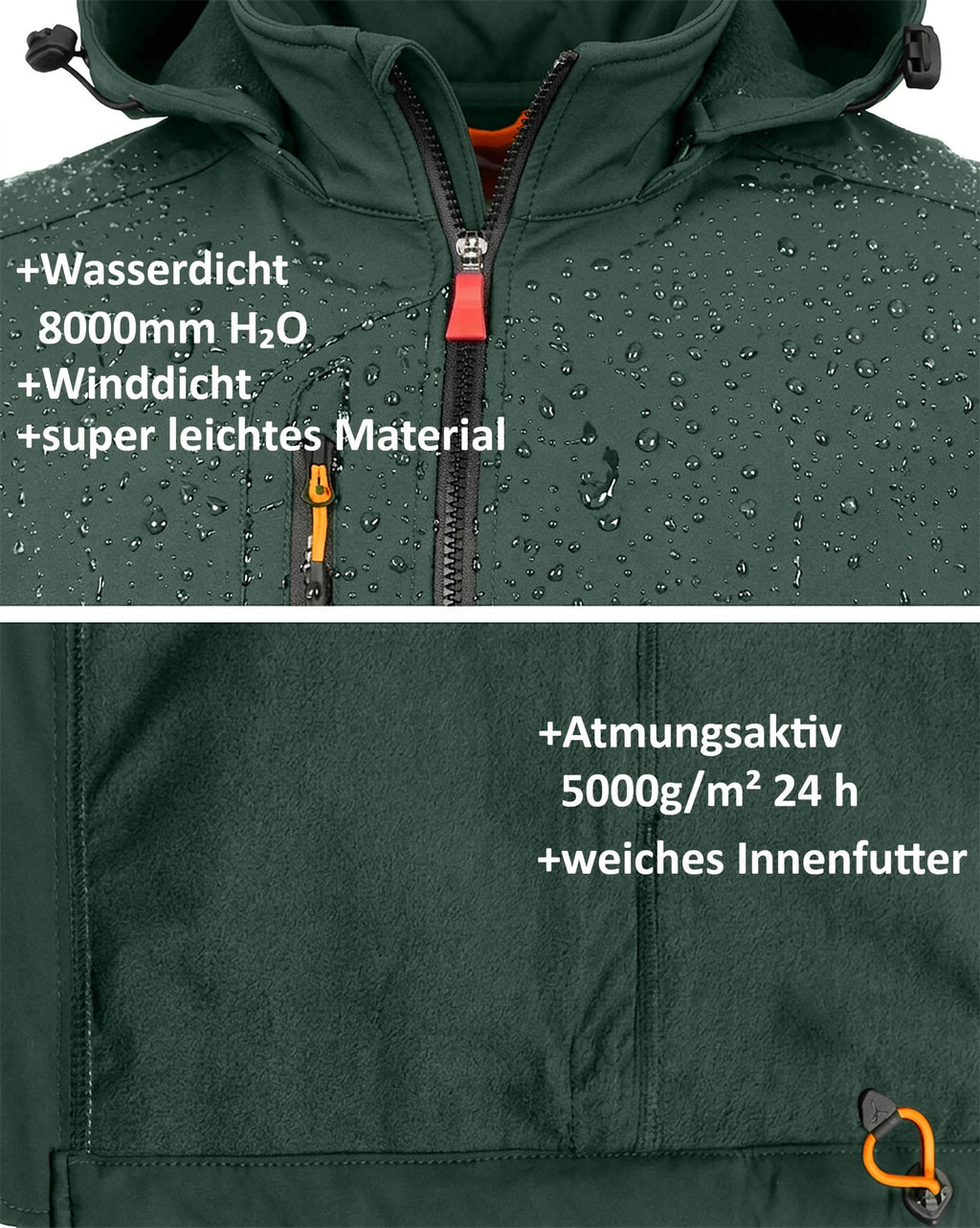 Herren leichte Softshelljacke mit Stehkragen & abnehmbarer Kapuze Creek LIT