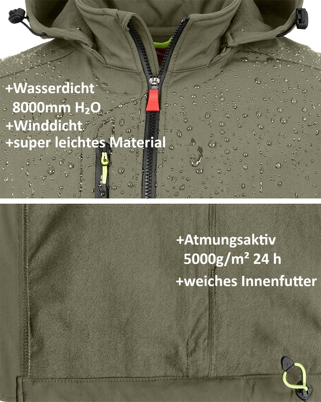 Herren leichte Softshelljacke mit Stehkragen & abnehmbarer Kapuze Creek LIT