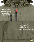 Herren leichte Softshelljacke mit Stehkragen & abnehmbarer Kapuze Creek LIT