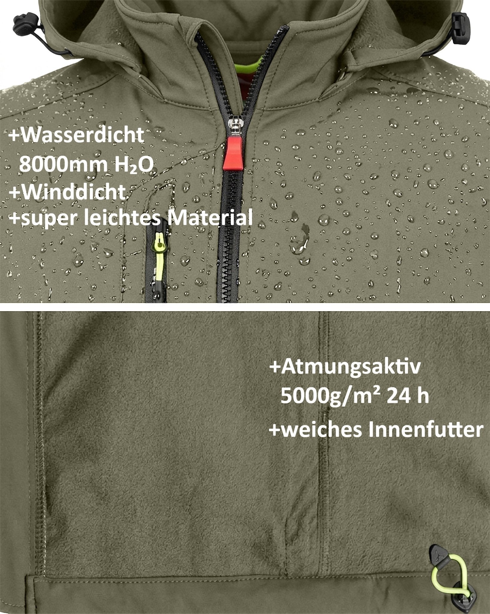 Herren leichte Softshelljacke mit Stehkragen & abnehmbarer Kapuze Creek LIT
