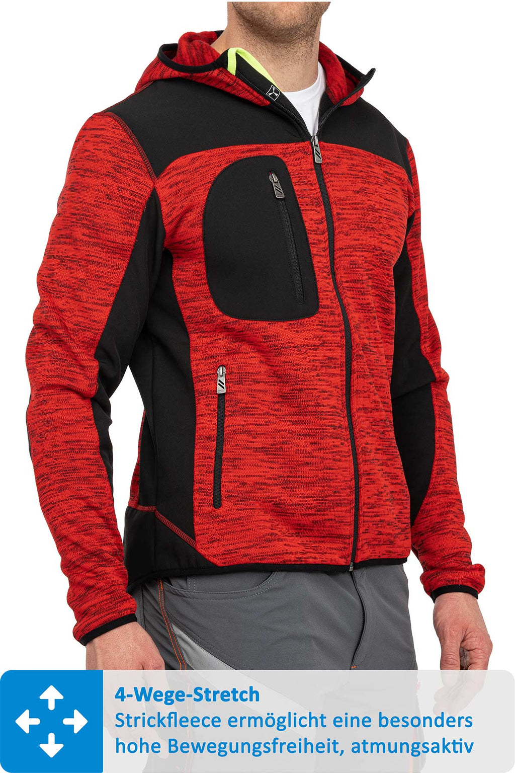 Herren Softshelljacke mit funktionalen Taschen in Rot