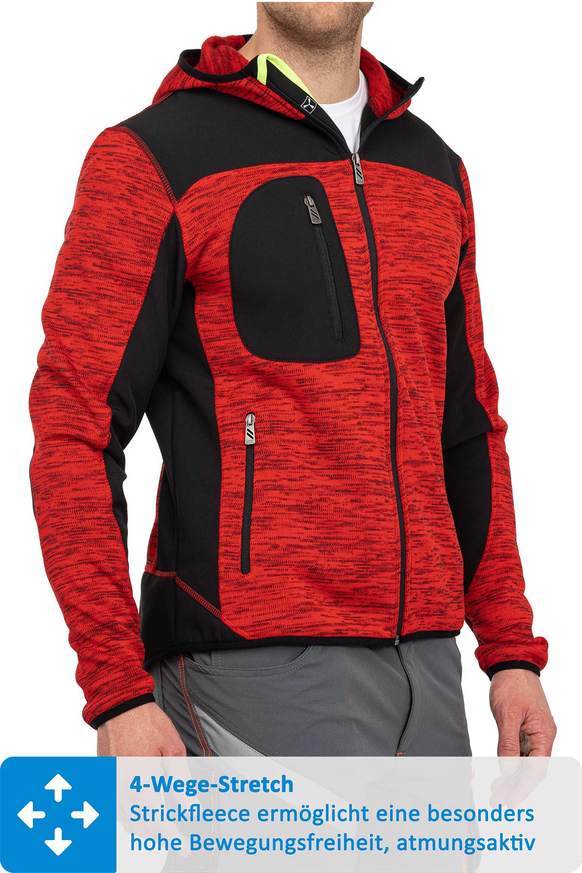 Herren Softshelljacke mit funktionalen Taschen in Rot