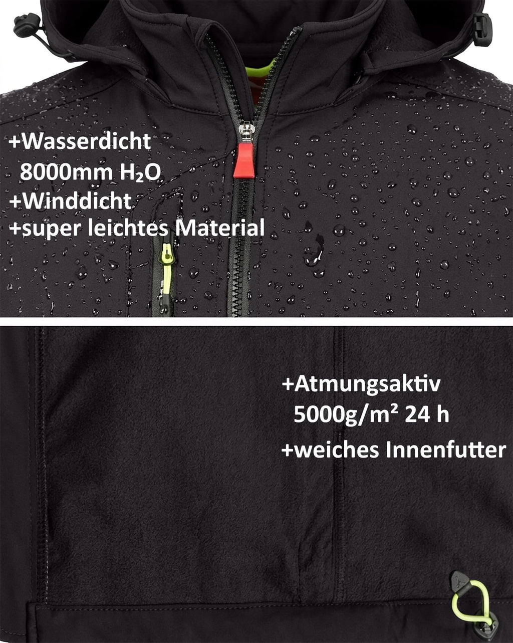 Herren leichte Softshelljacke mit Stehkragen & abnehmbarer Kapuze Creek LIT