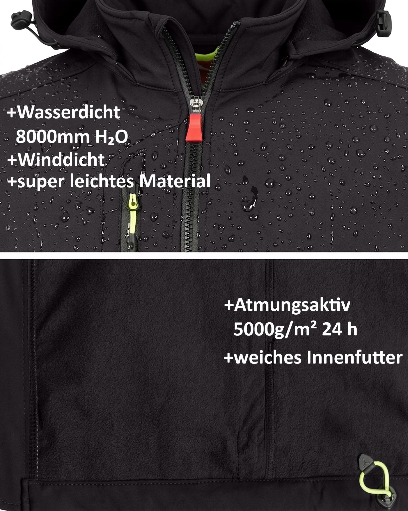 Herren leichte Softshelljacke mit Stehkragen & abnehmbarer Kapuze Creek LIT