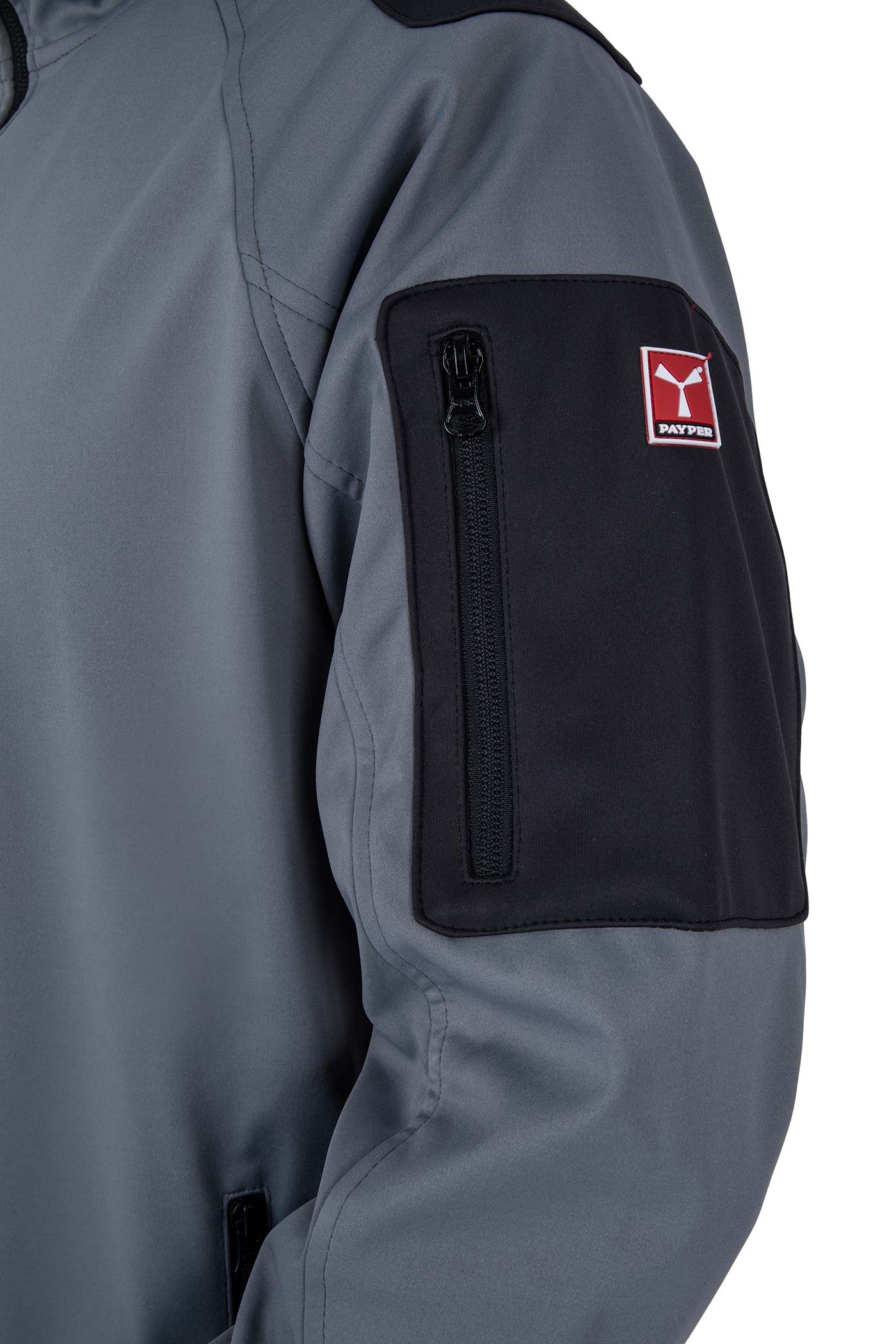 Herren Softshelljacke mit Brust und Armtasche in Anthrazit