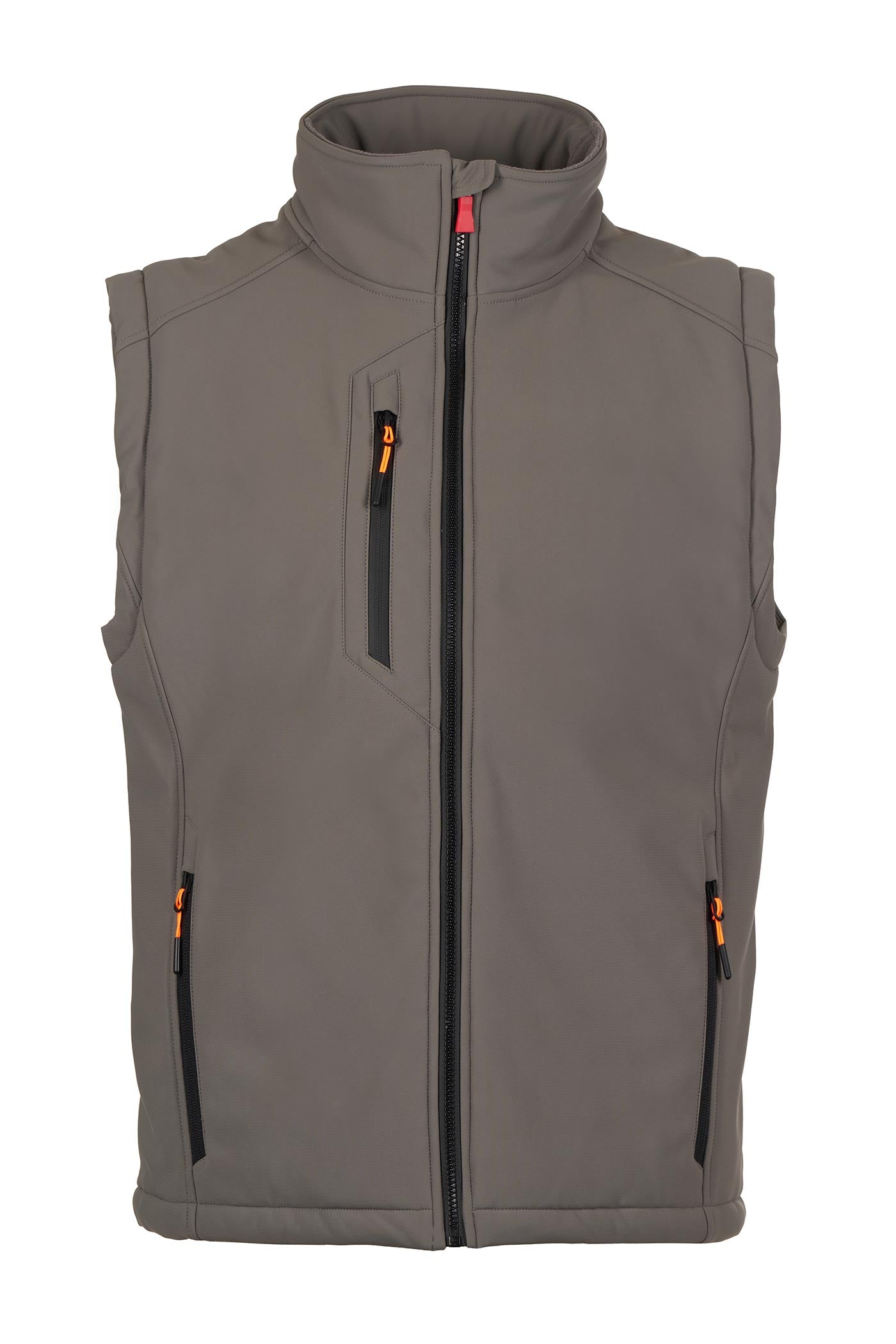 Herren Softshellweste mit Stehkragen und Taschen in Grau