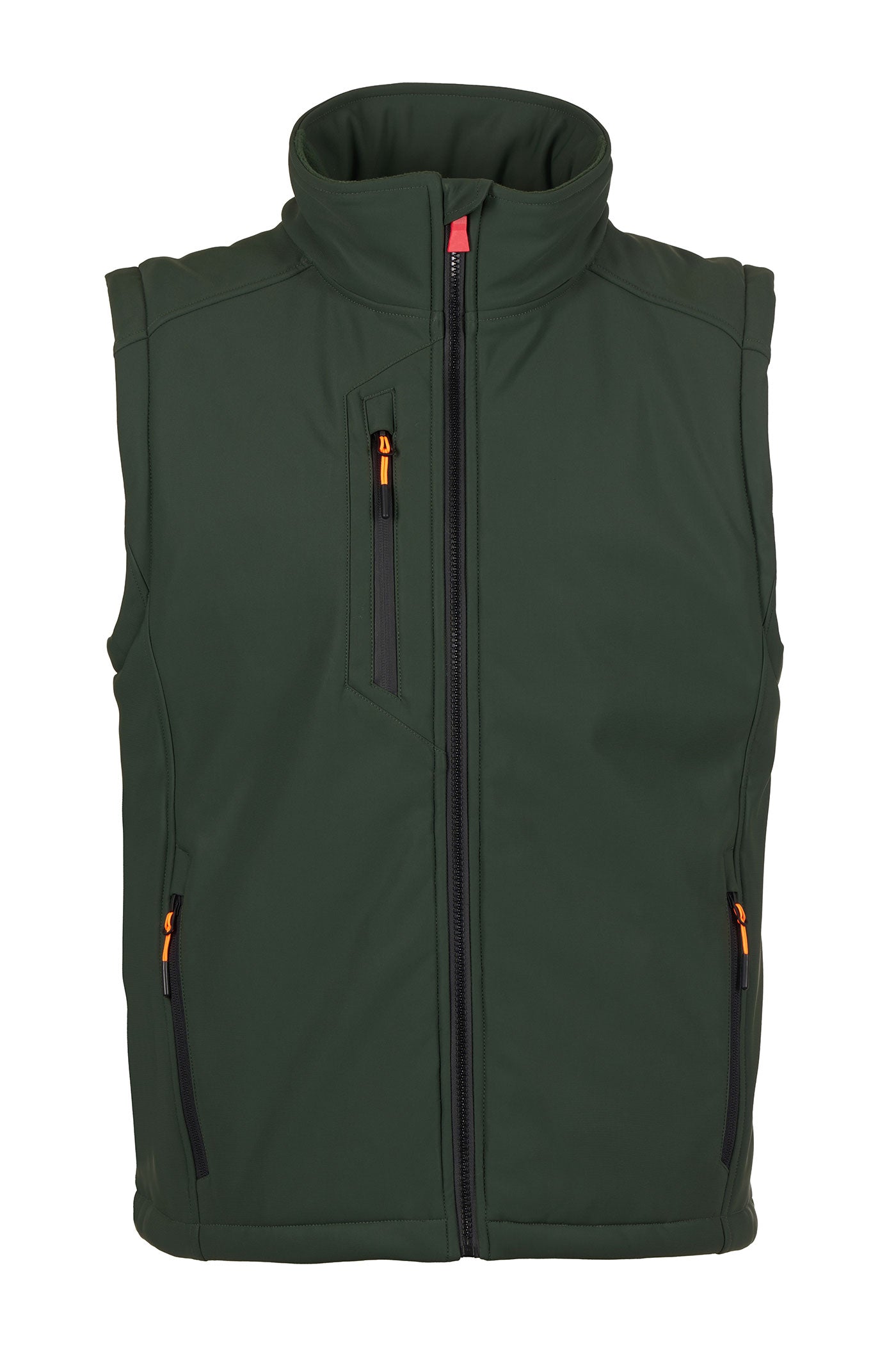 Herren Softshellweste mit Stehkragen und Taschen in Grün