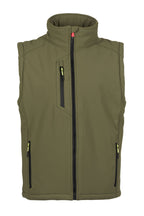 Herren Softshellweste mit Stehkragen und Taschen in Olivgrün