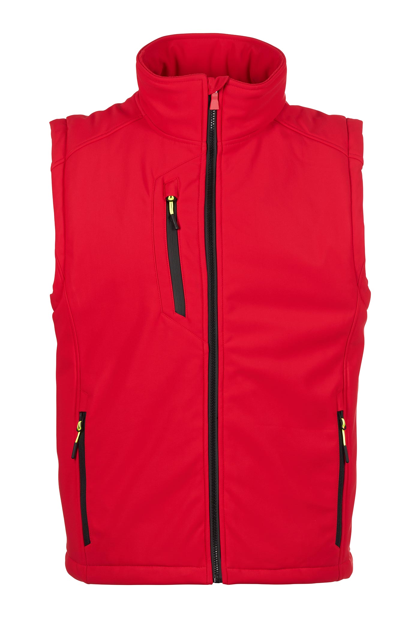 Herren Softshellweste mit Stehkragen und Taschen in Rot