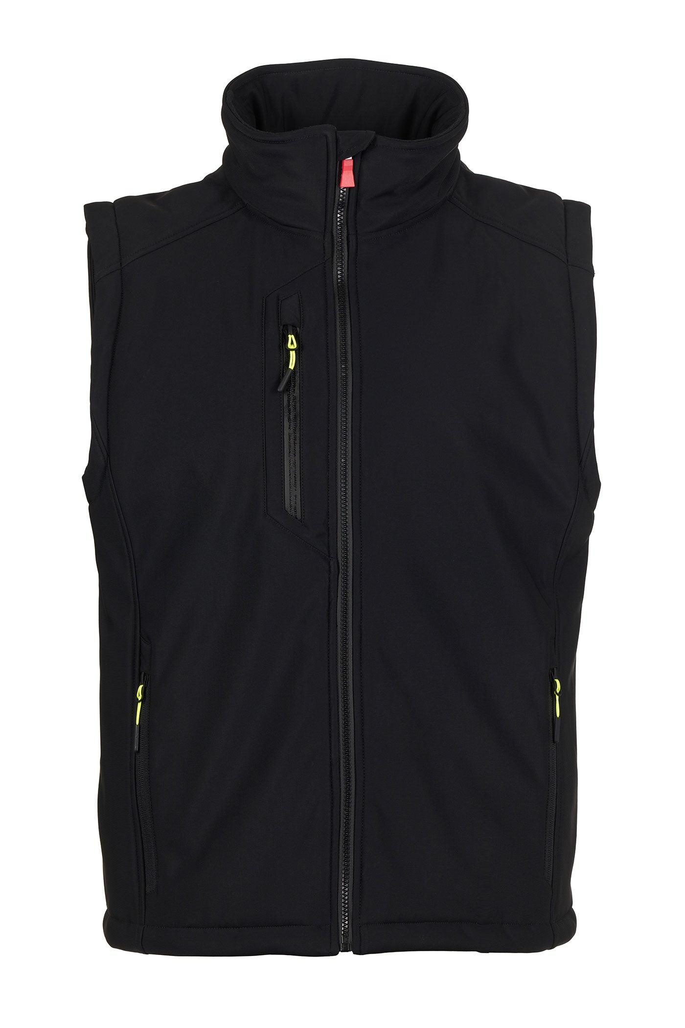 Herren Softshellweste mit Stehkragen und Taschen in Schwarz