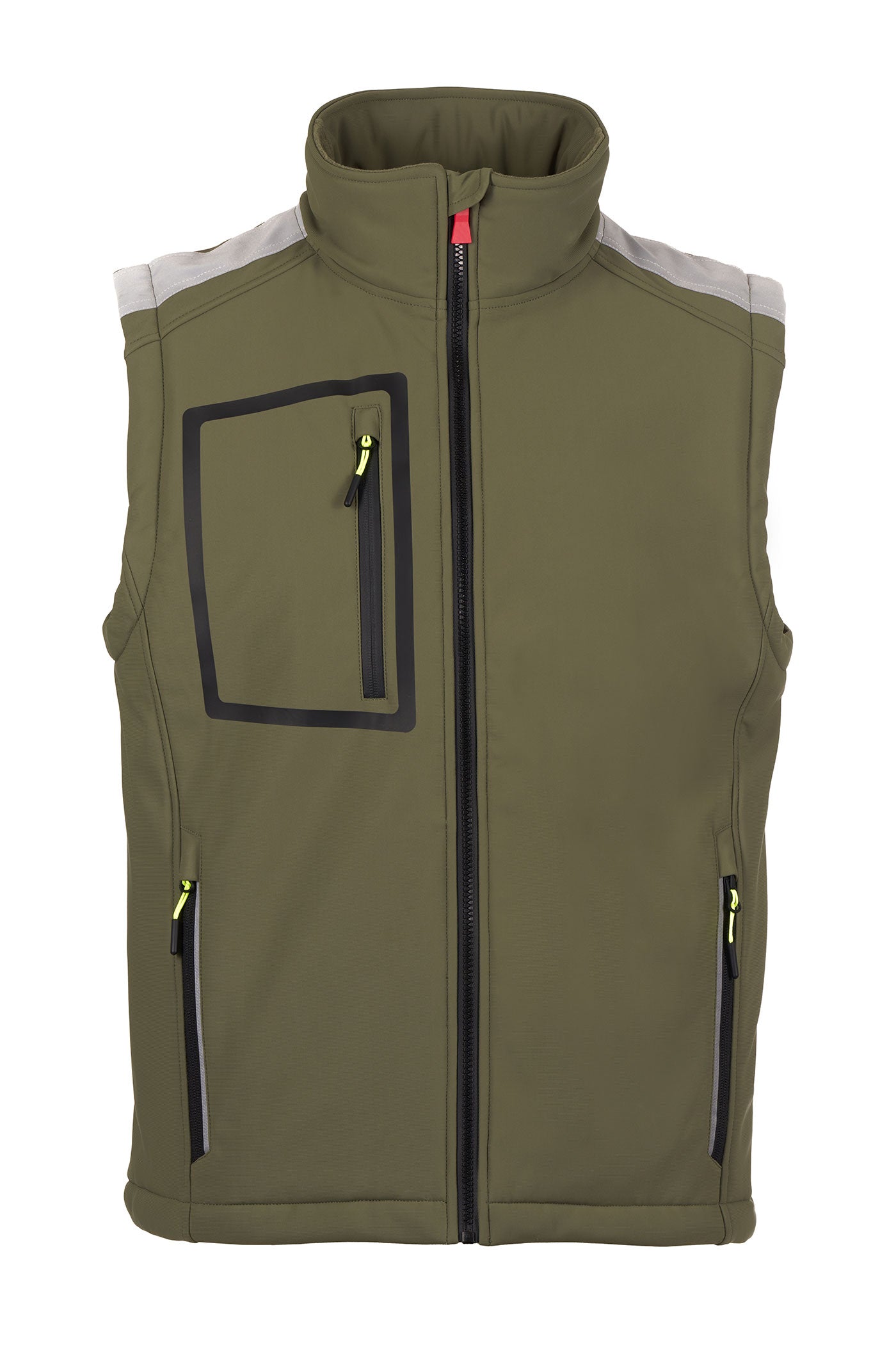 Herren Softshellweste mit Reißverschlusstaschen in Olivgrün