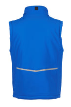 Herren gefütterte Arbeitsweste aus Softshell mit Reflexstreifen und Stehkragen in Blau