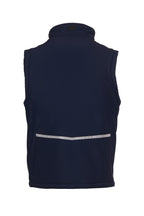 Herren gefütterte Arbeitsweste aus Softshell mit Reflexstreifen und Stehkragen in Dunkelblau