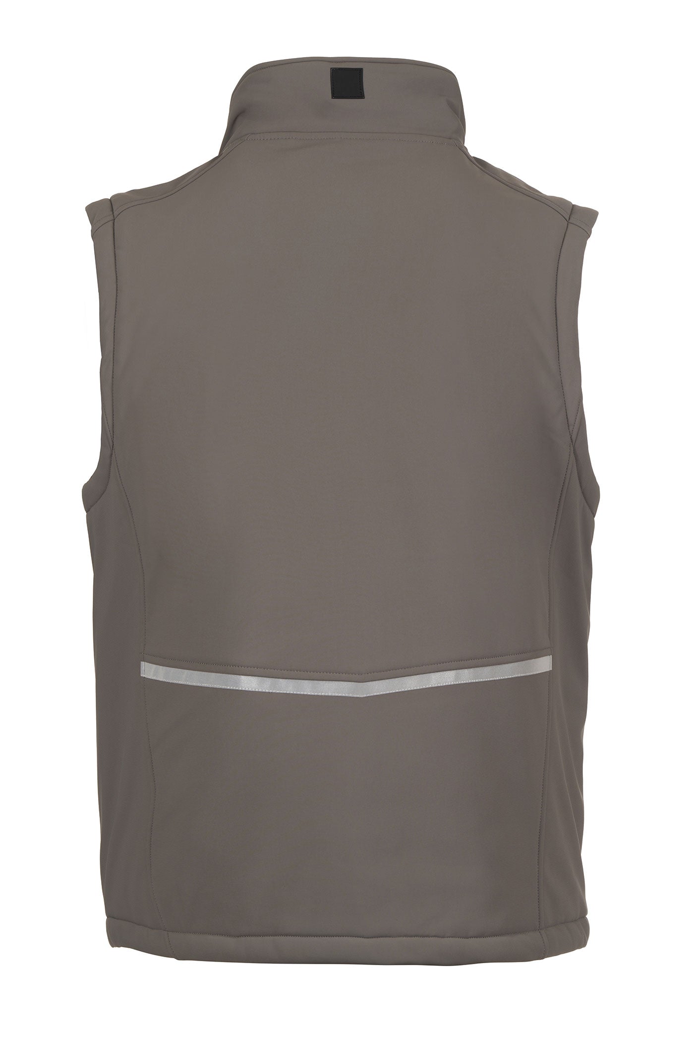 Herren gefütterte Arbeitsweste aus Softshell mit Reflexstreifen und Stehkragen in Grau