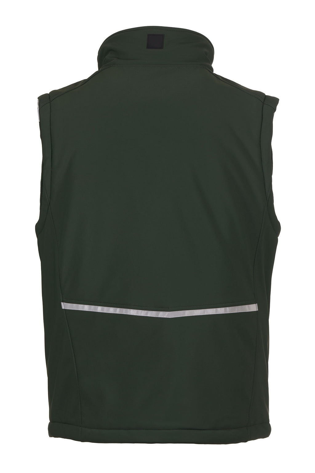 Herren gefütterte Arbeitsweste aus Softshell mit Reflexstreifen und Stehkragen in Grün