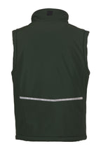 Herren gefütterte Arbeitsweste aus Softshell mit Reflexstreifen und Stehkragen in Grün