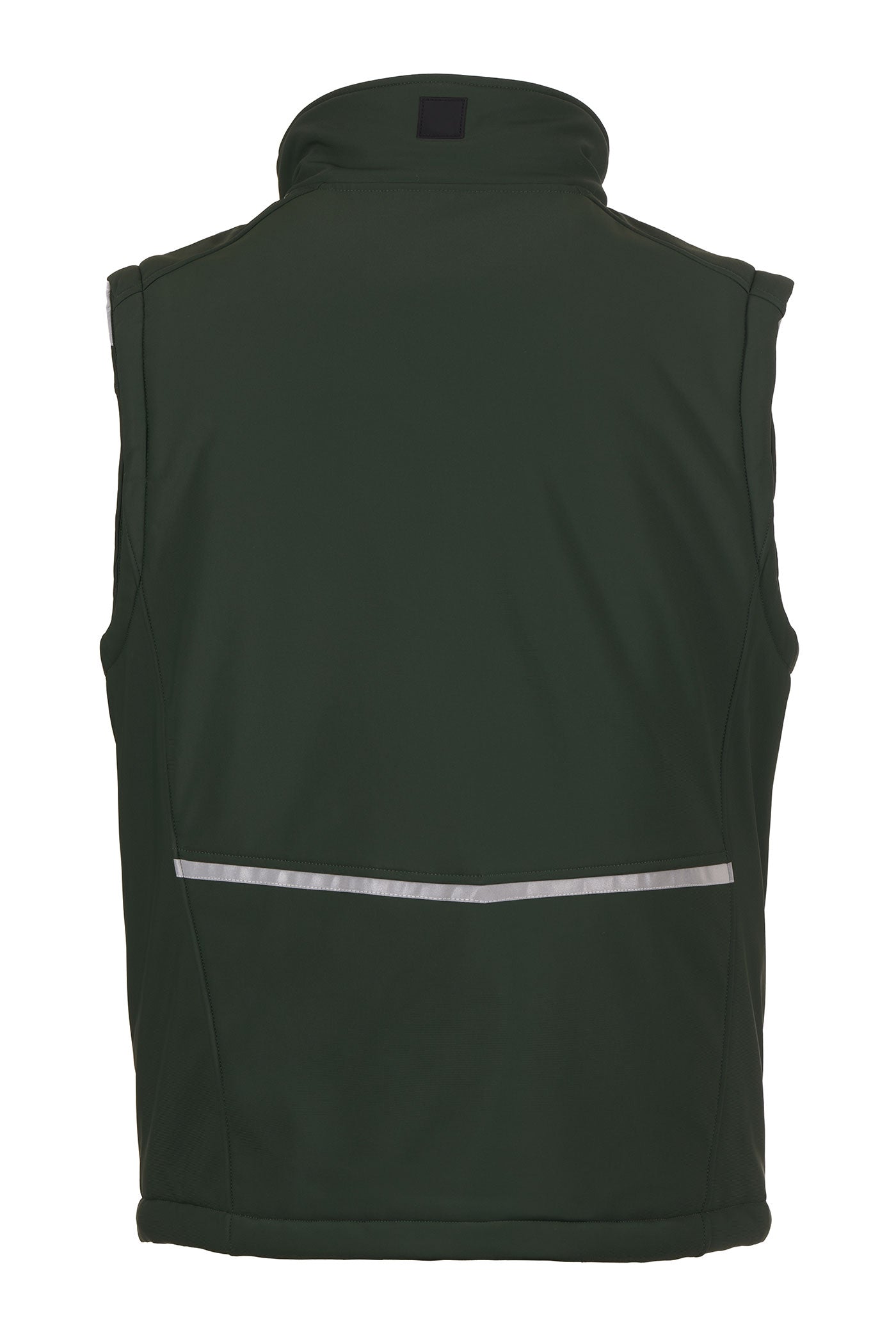 Herren gefütterte Arbeitsweste aus Softshell mit Reflexstreifen und Stehkragen in Grün