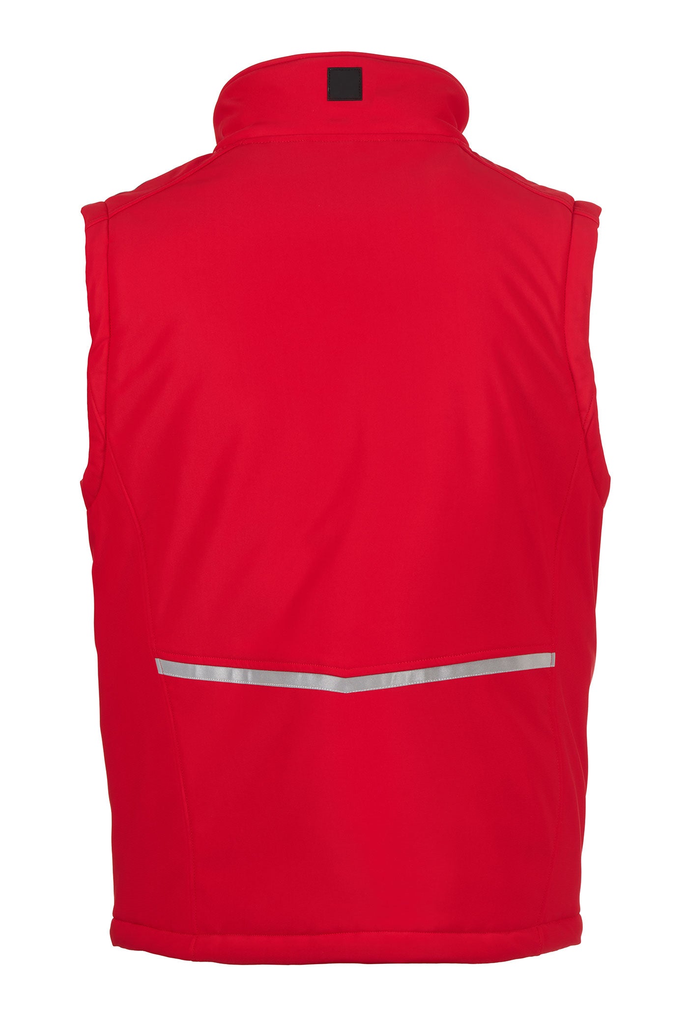 Herren gefütterte Arbeitsweste aus Softshell mit Reflexstreifen und Stehkragen in Rot