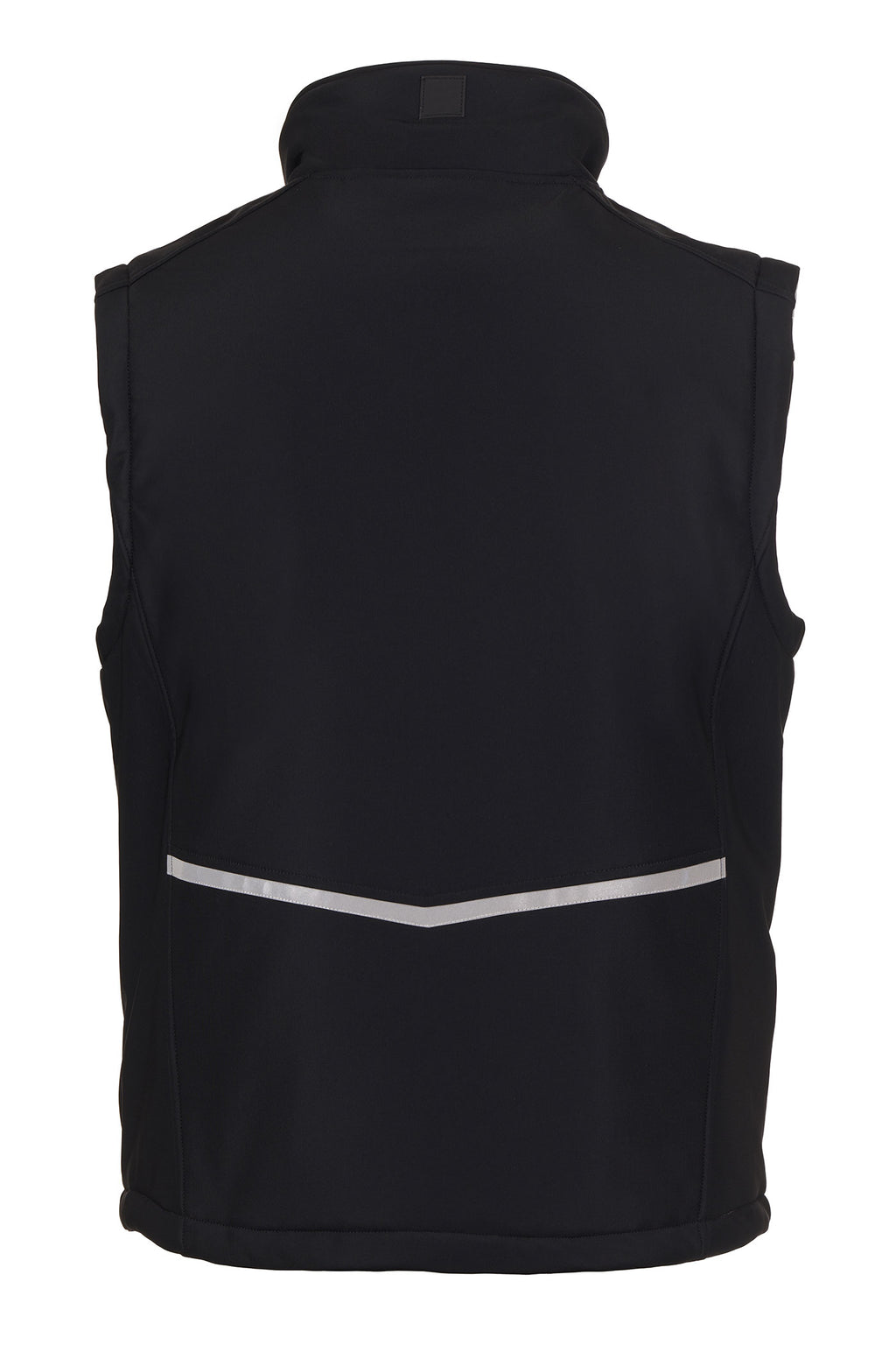 Herren gefütterte Arbeitsweste aus Softshell mit Reflexstreifen und Stehkragen in Schwarz