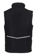 Herren gefütterte Arbeitsweste aus Softshell mit Reflexstreifen und Stehkragen in Schwarz