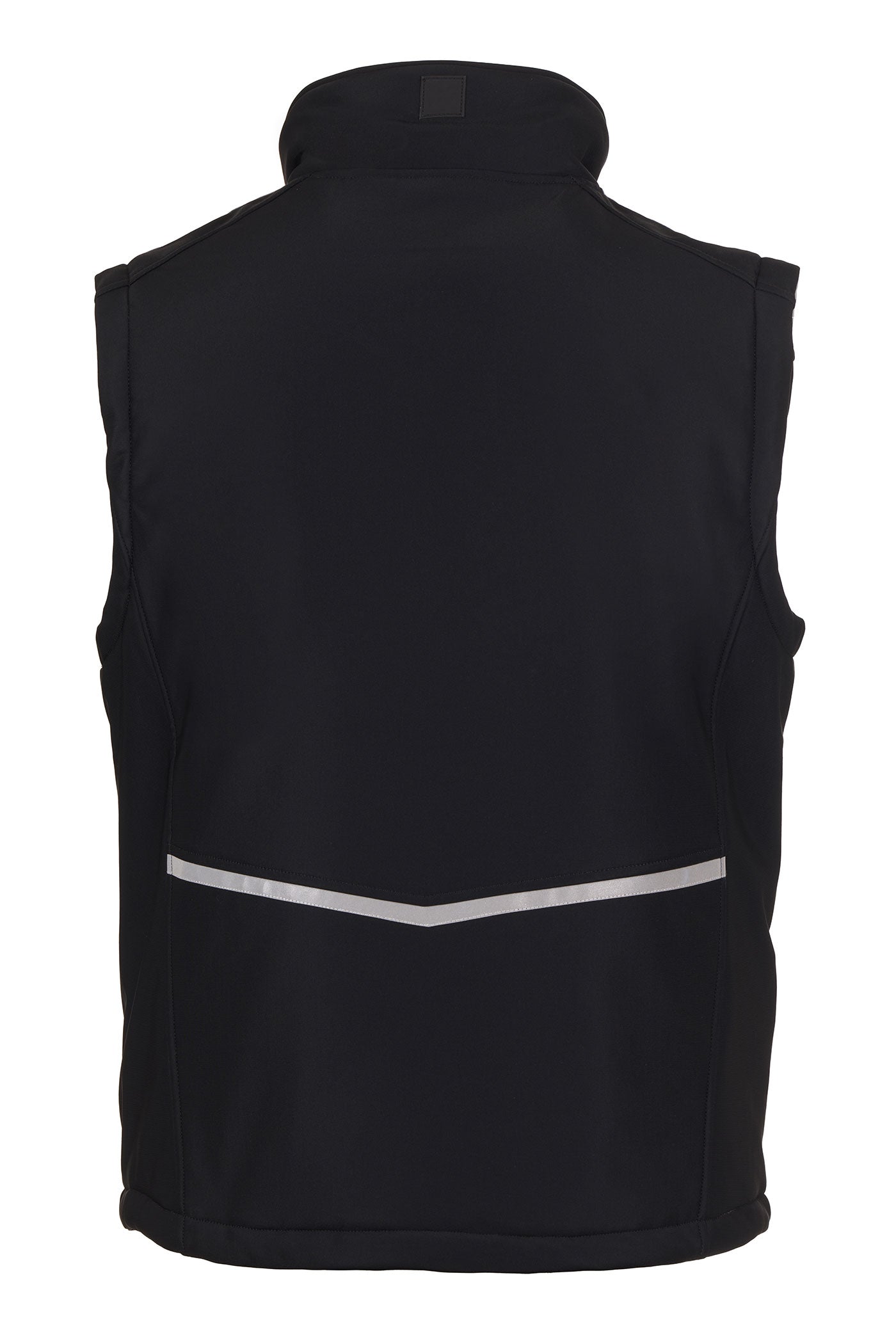 Herren gefütterte Arbeitsweste aus Softshell mit Reflexstreifen und Stehkragen in Schwarz