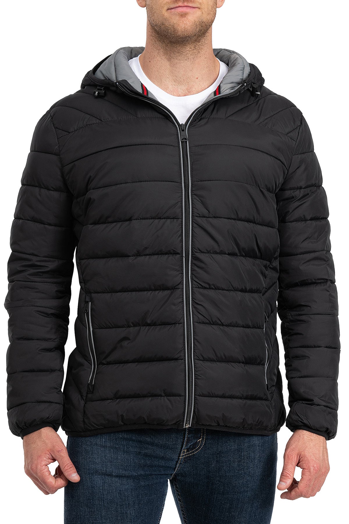 Herren Steppjacke mit Taschen in Schwarz