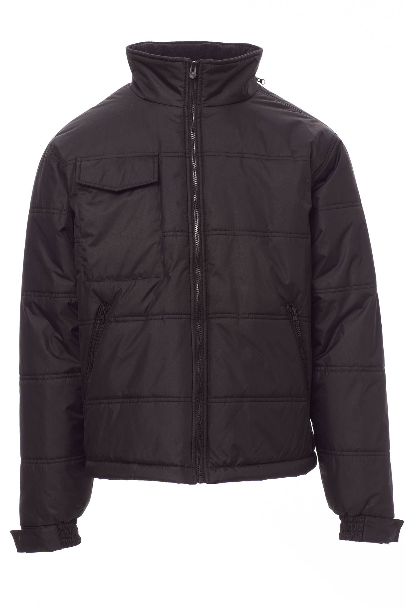 Herren Steppjacke mit Kapuze und Brusttasche in Schwarz