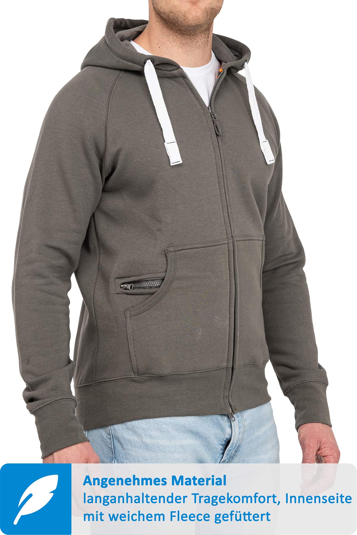 Herren Sweatjacke mit praktischen Seitentaschen in Anthrazit