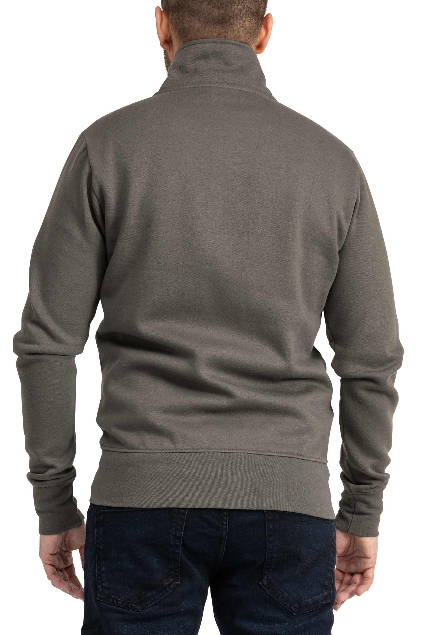 Herren Sweatjacke mit Stehkragen und Feinripp in Anthrazit