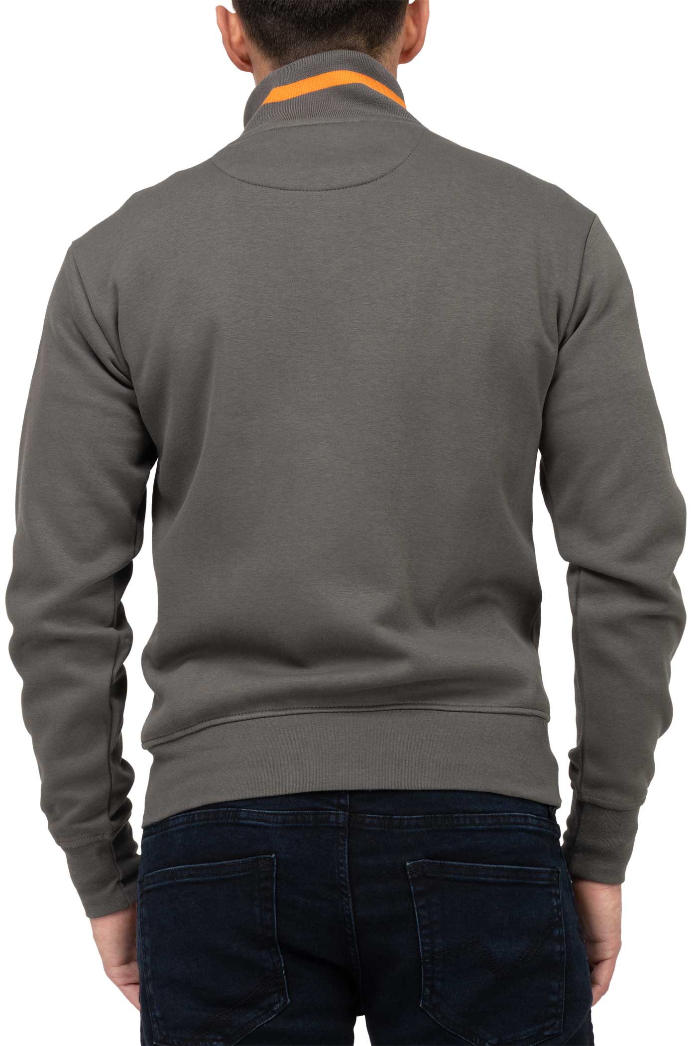 Sweatjacke für Männer ohne Kapuze mit Stehkragen in Anthrazit