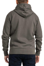 Herren Kapuzenjacke mit Stehkragen und Rippstrickbündchen in Anthrazit