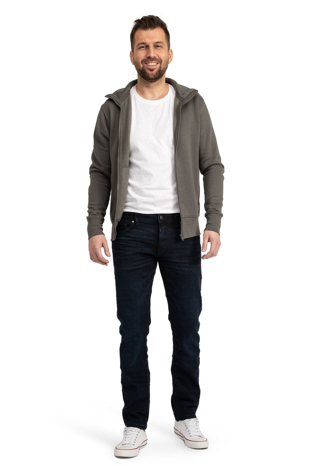 Herren Sweatjacke mit Reißverschluss in großen Größen in Anthrazit