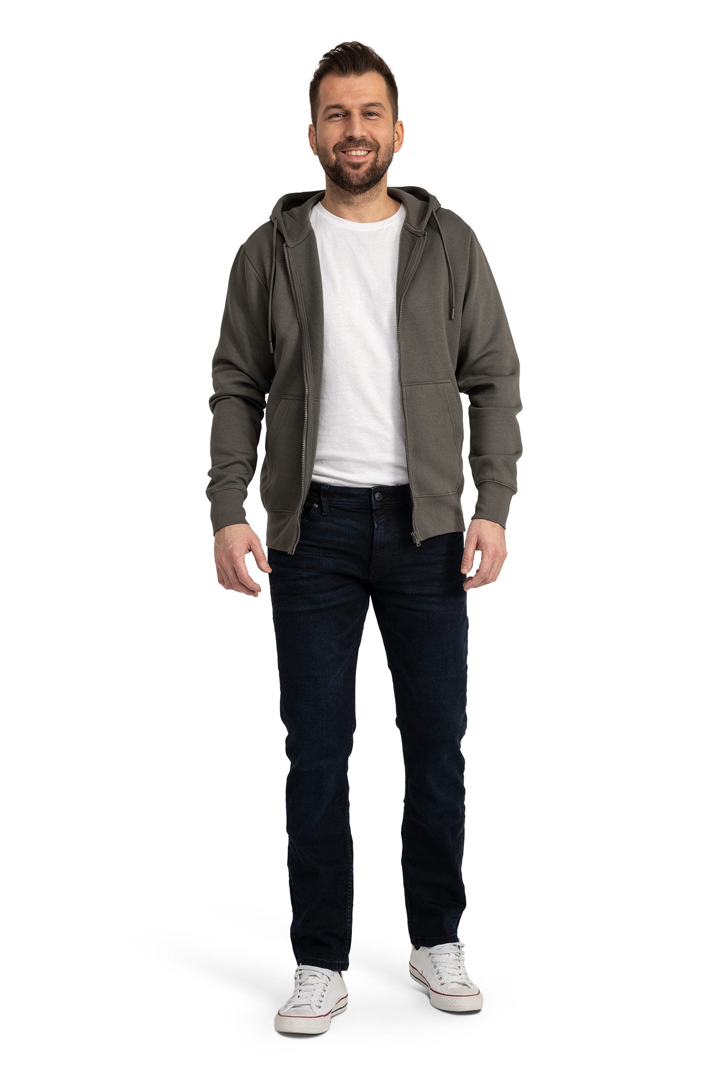 hochwertige Sweatjacke in großen Größen in Anthrazit