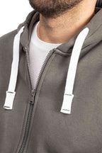 Herren Sweatshirtjacke mit Kapuze und Kordelzug in Anthrazit