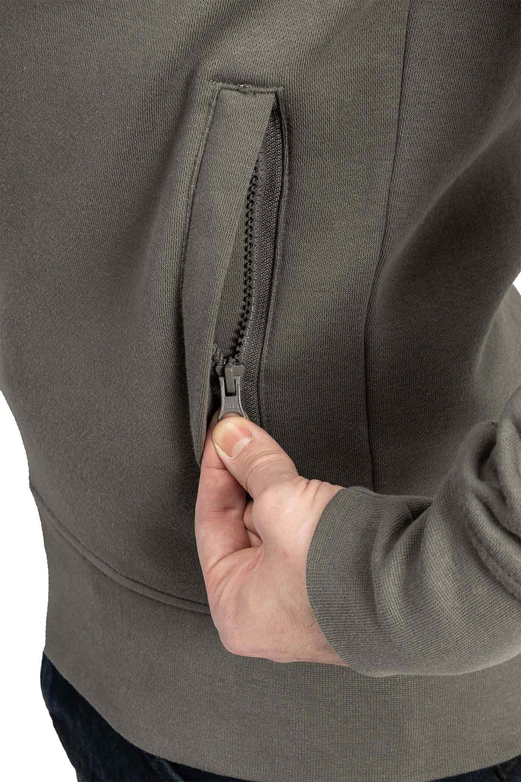 Herren Sweatjacke mit Reißverschlusstaschen in Anthrazit