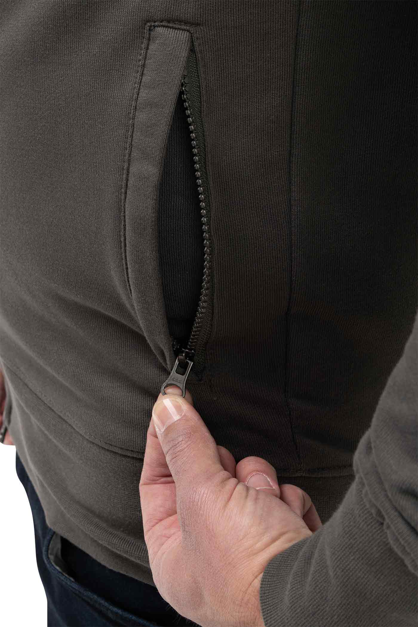 Herren Basic dünne Sweatjacke mit Reißverschlusstaschen in Anthrazit