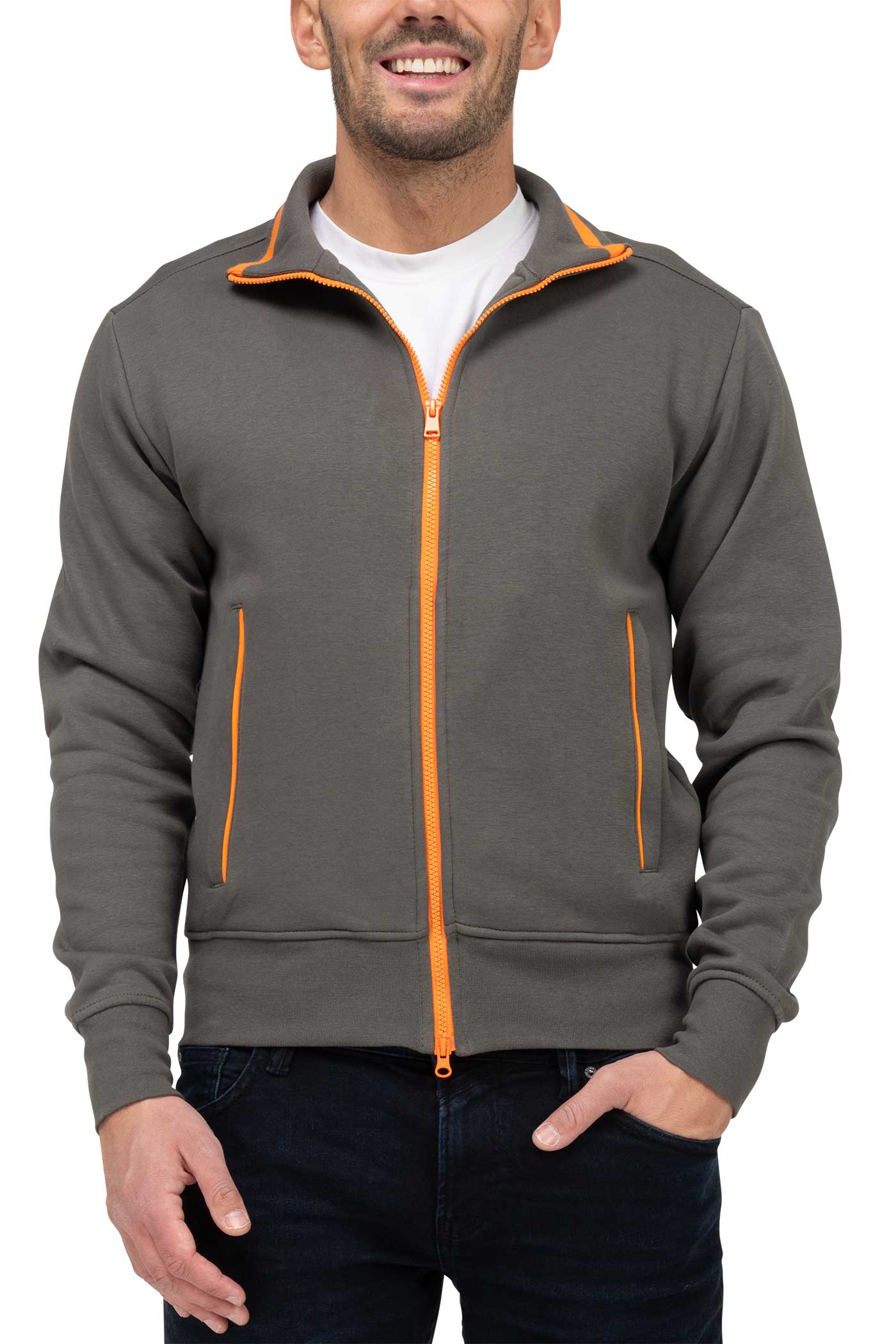 Herren Sweatjacke mit Stehkragen in Anthrazit