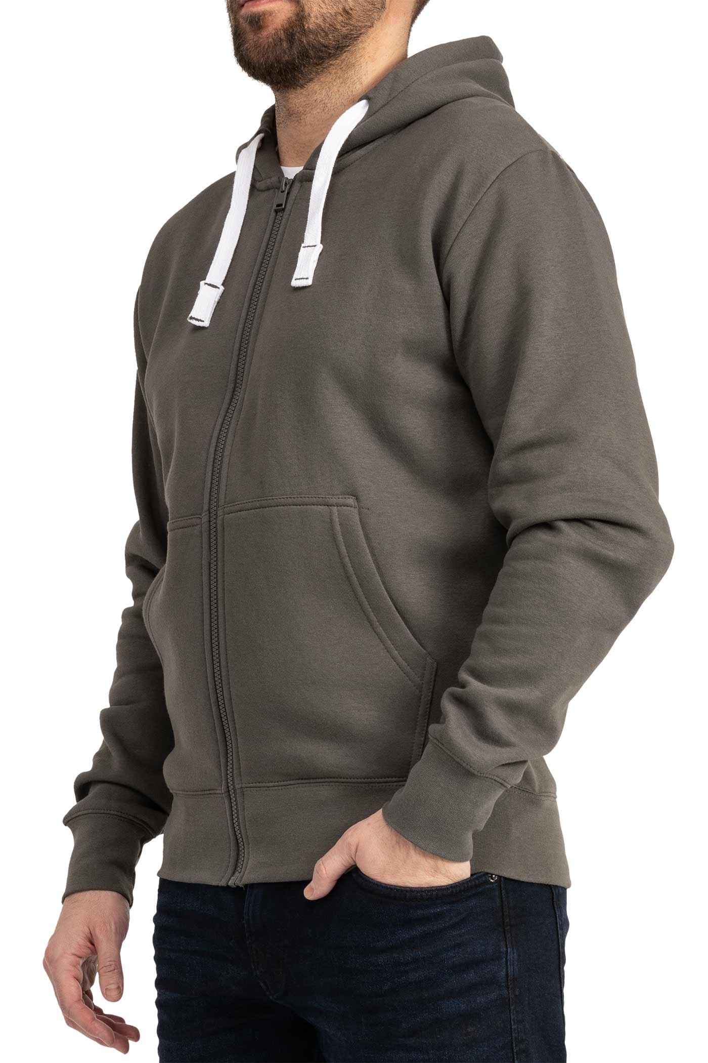 Herren Kapuzenjacke mit Rippstrickbündchen in Anthrazit