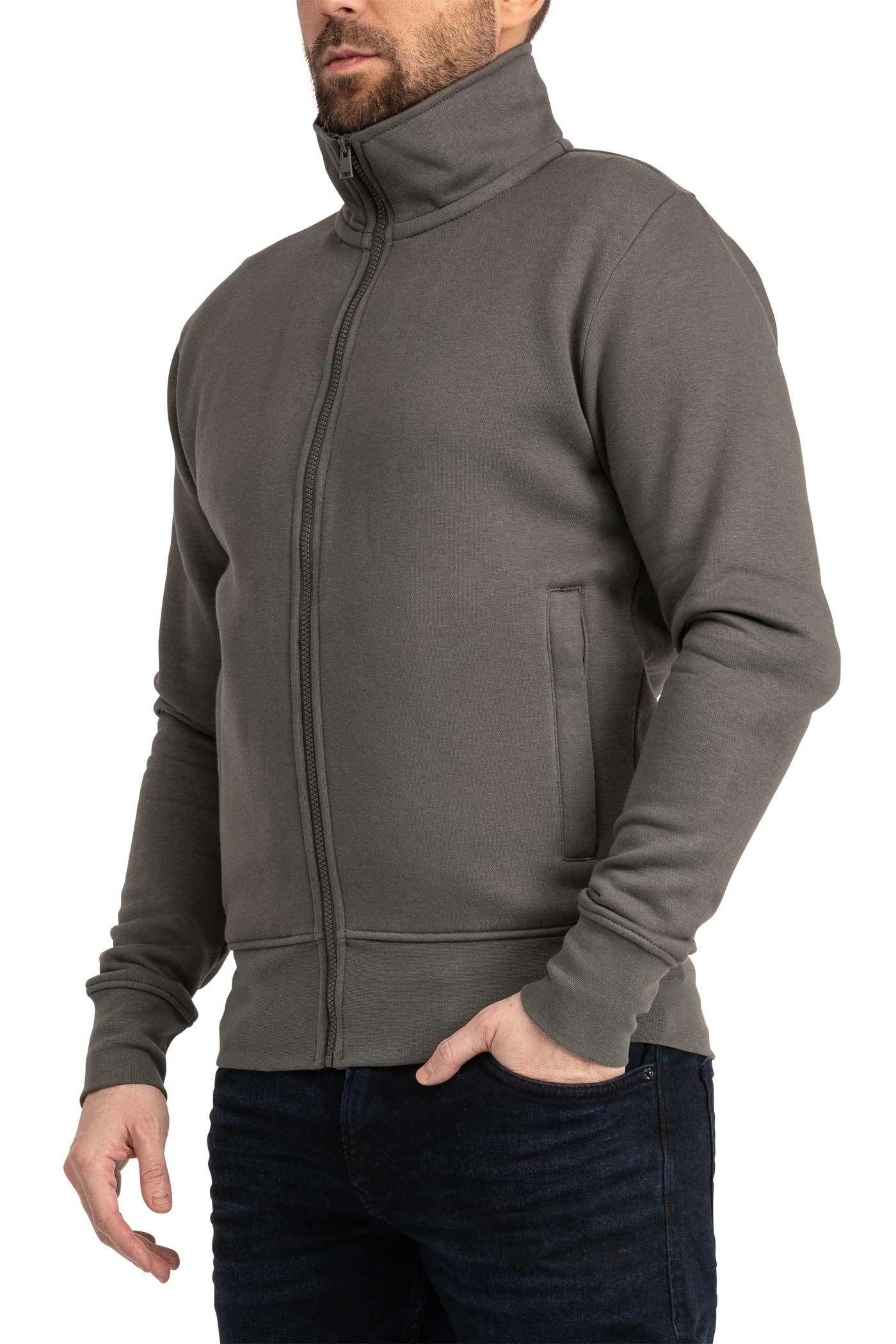 Herren Sweatjacke mit Stehkragen in Anthrazit